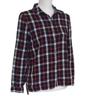 J. Jill Plaid 100% Cotton Shirt,Houndstooth Lining, Roll up 3/4 sleeves, Sz.XS